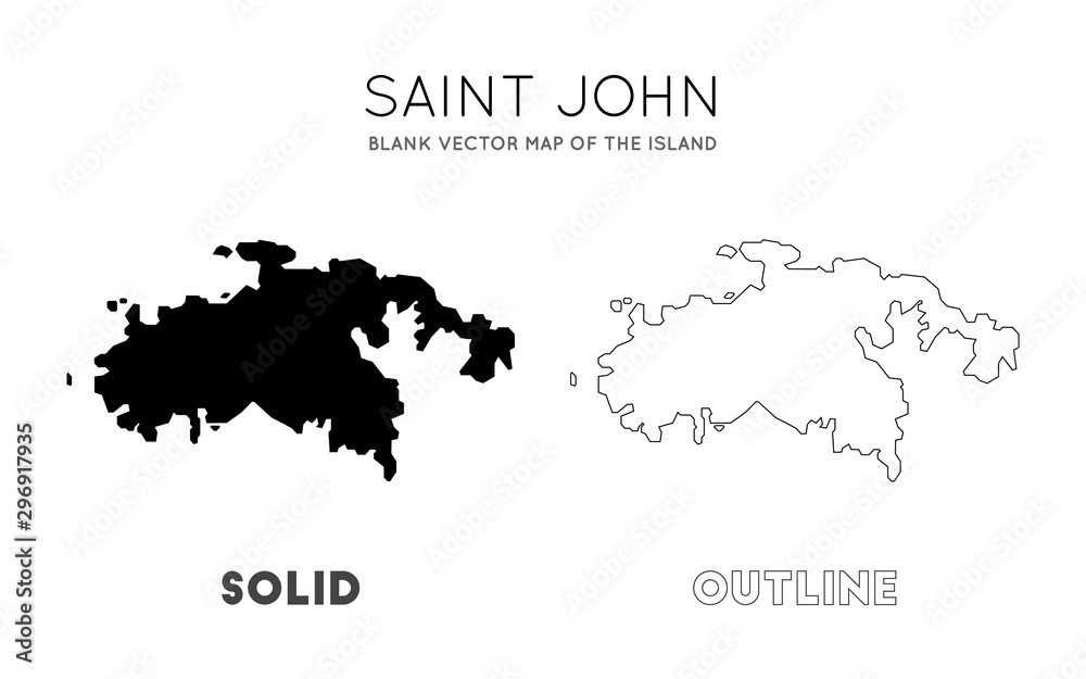 Naklejka premium Saint John map. Blank vector map of the Island. Borders of Saint John for your infographic. Vector illustration.