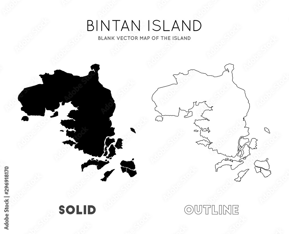 Bintan Island map. Blank vector map of the Island. Borders of Bintan Island for your infographic. Vector illustration.