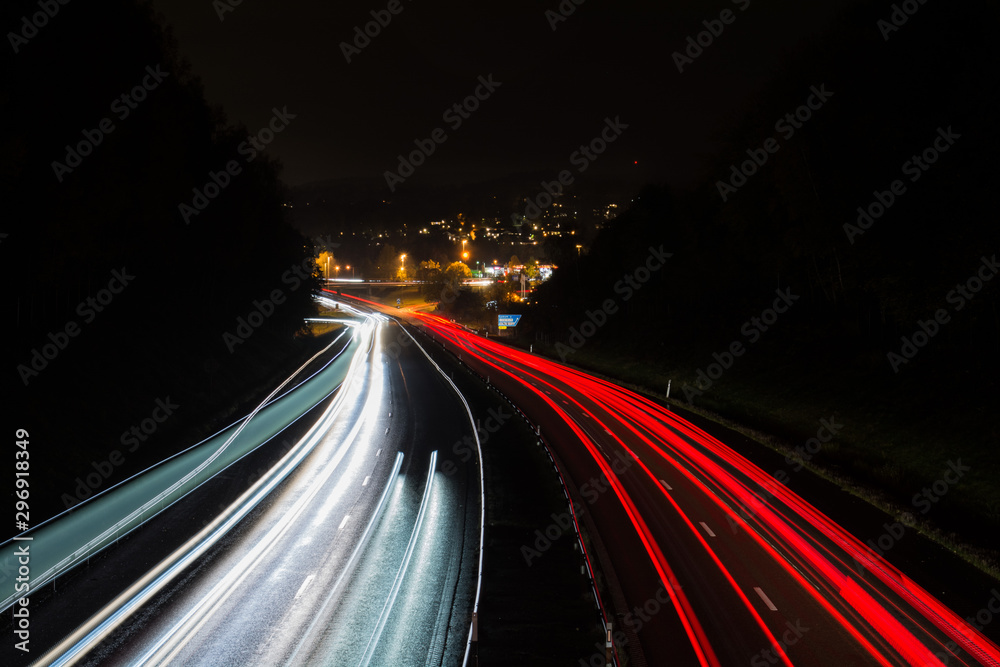 traffic on highway at night in Westsweden