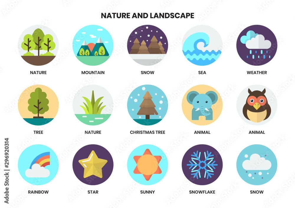 Nature icons set for business