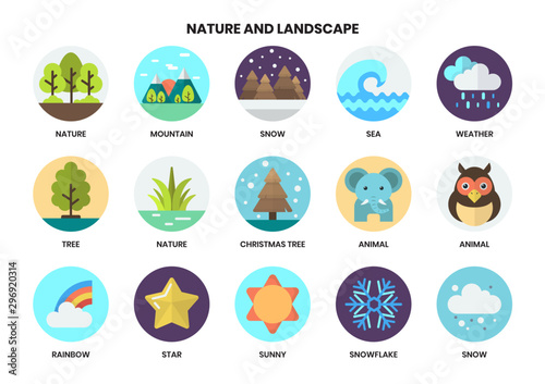 Nature icons set for business