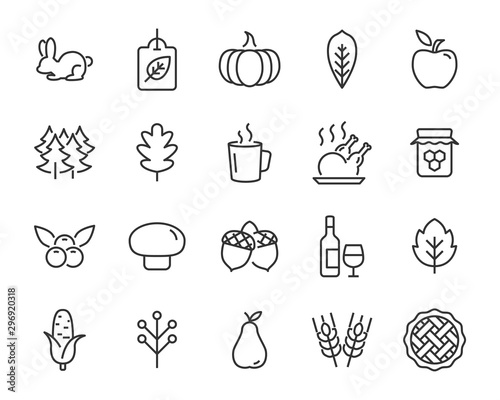 set of autumn icons, mid autumn, leaf, fall