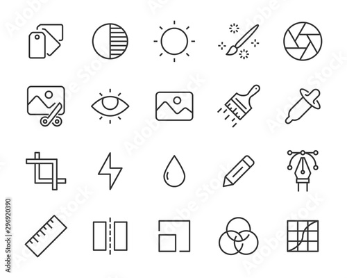 set of photo editing, image, gallery, tools