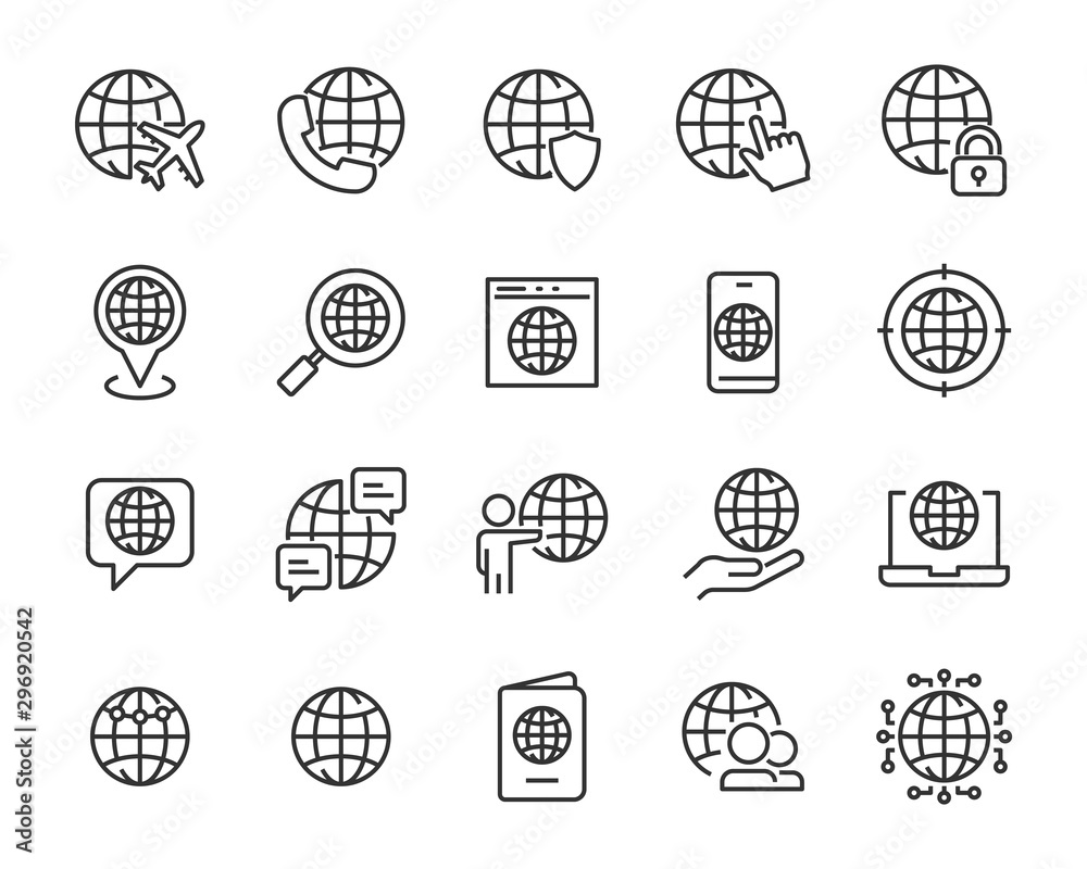 set of global icons, world, connect, internet set of global icons, world, connect, internet