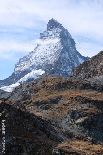 The Matterhorn is the Mountain of Mountains. Shaped like a jagged tooth, it straddles the main watershed and border between Switzerland and Italy.