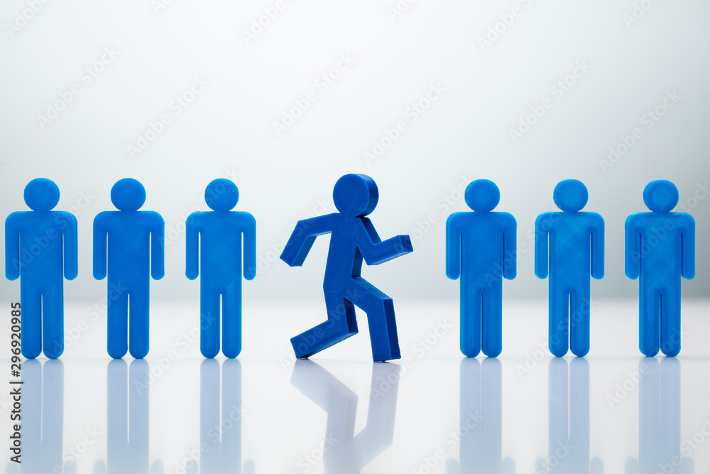 Go-Getter Running Man Standing Out From Line Go-Getter Running Man Standing Out From Line