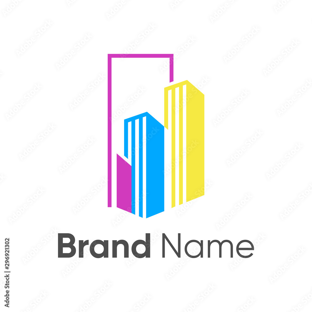 logo design buildings with colorful styles logo design buildings with colorful styles
