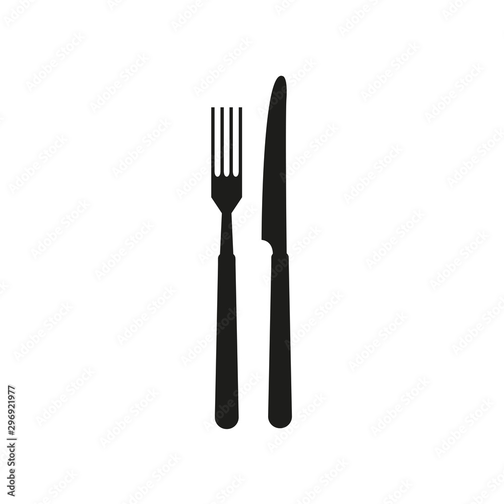 Fork and knife icon. Simple vector illustration on white background Fork and knife icon. Simple vector illustration on white background