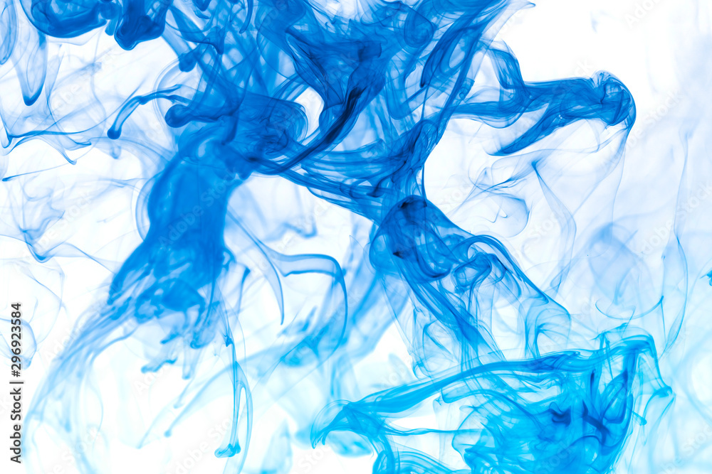 Fototapeta premium Blue smoke on white background