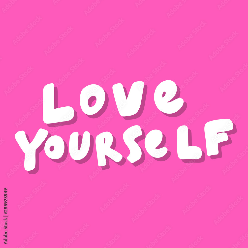 Love yourself. Vector hand drawn illustration sticker with cartoon lettering. Good as a sticker, video blog cover, social media message, gift cart, t shirt print design. Love yourself. Vector hand drawn illustration sticker with cartoon lettering. Good as a sticker, video blog cover, social media message, gift cart, t shirt print design.