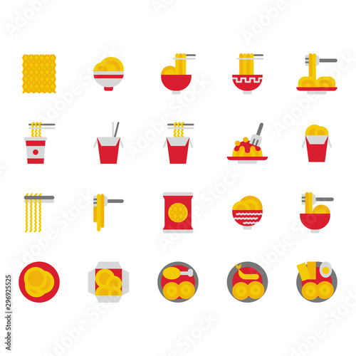 Noodle icon set.Vector illustration