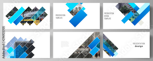 The minimalistic abstract vector illustration of the editable layout of the presentation slides design business templates. Abstract geometric pattern creative modern blue background with rectangles.