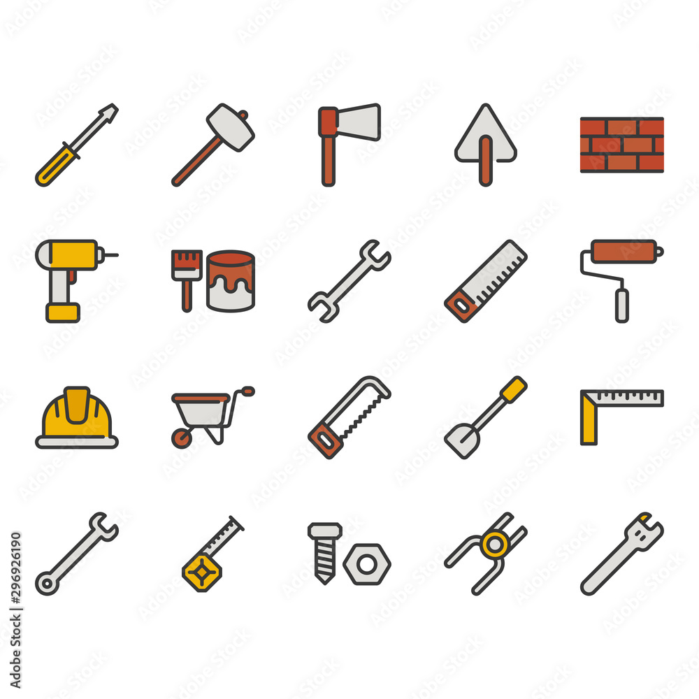 Construction tools related icon set.Vector illustration Construction tools related icon set.Vector illustration