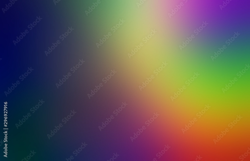Fantastic colorful dark and bright formless pattern. Background yellow red blue green vibrant abstraction. Painting texture gradient blurred.