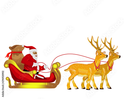 Santa Claus with two deer vector design © phoopanotpics