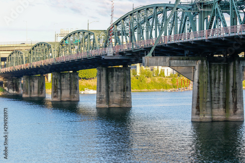 Fototapeta Naklejka Na Ścianę i Meble -  Old steel bridge to transportation on a sunny day.