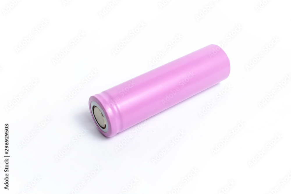 Pink 18650 battery on isolate white background Pink 18650 battery on isolate white background