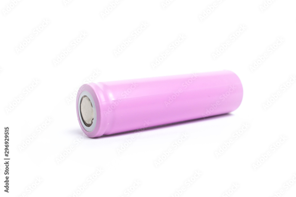 Pink 18650 battery on isolate white background Pink 18650 battery on isolate white background
