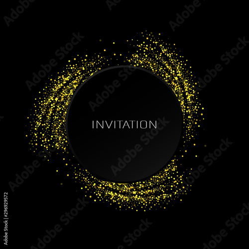Illustartion of Gold glittering star dust circle Gold glitters banner invitanion