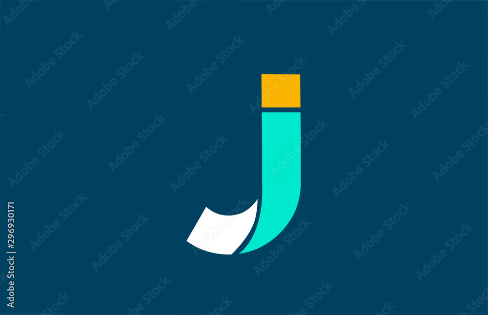 blue white yellow green J letter logo alphabet for company icon design ...