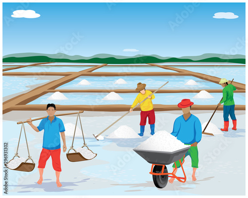 agriculturist work in saline field vector design
