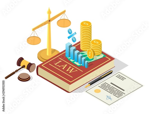 Taxes law vector concept flat isometric illustration