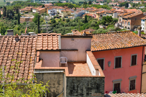 View over Montopoli from castle hill. Tuscany, Italy. photo