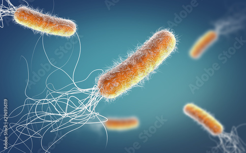 Orange colored multiple antibiotic resistant Pseudomonas aeruginosa bacterium - 3d illustration photo