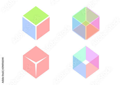color ice cube symbols icon / vector