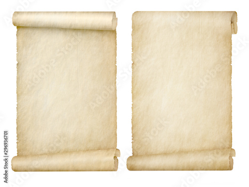 set of scrolls on white background photo