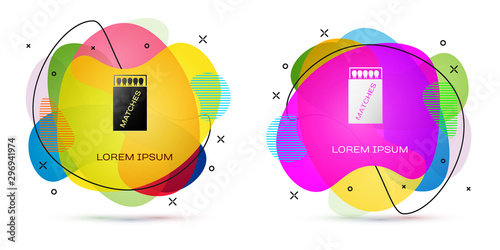 Color Open matchbox and matches icon isolated on white background. Abstract banner with liquid shapes. Vector Illustration