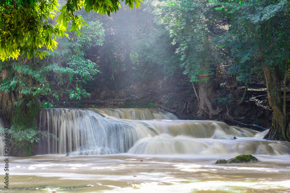 Obraz premium Landscape of Chet Sao Noi Waterfall National Park,Chet Sao Noi waterfall can be found in central province of Saraburi, located in Muak Lek district close to Khao Yai National Park.Thailand.