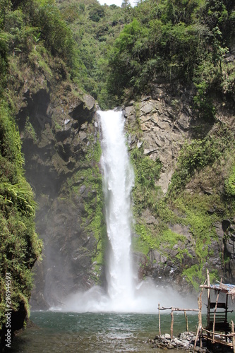 BANAUE, PHILIPPINES - June 03 2016: Rock, pool and waterfall in Batad, near Banaue 