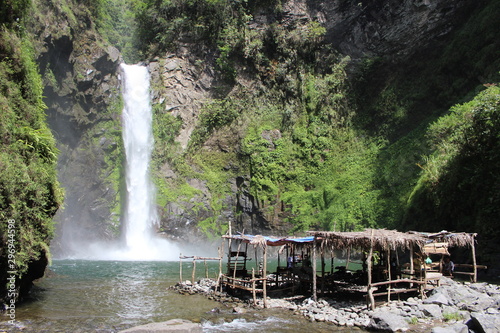BANAUE, PHILIPPINES - June 03 2016: Rock, pool and waterfall in Batad, near Banaue 