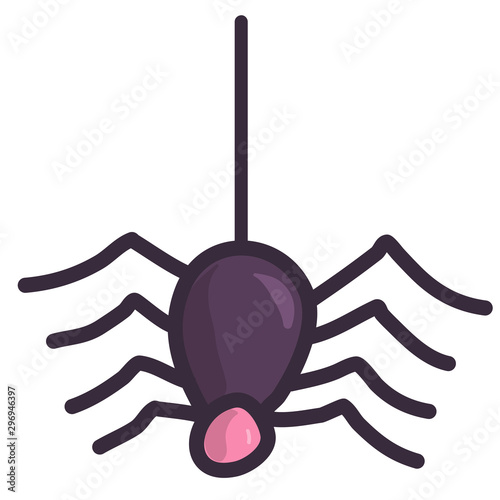 Line art set with black spider illustration on white background. Flat vector art.