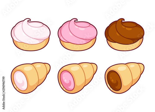 Cartoon pastry illustration set