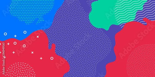 Abstract pop art color paint splash pattern background. Vector overlay geometric design of trendy Memphis 80s-90s style