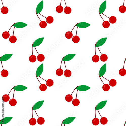 seamless pattern with cherries. white background.