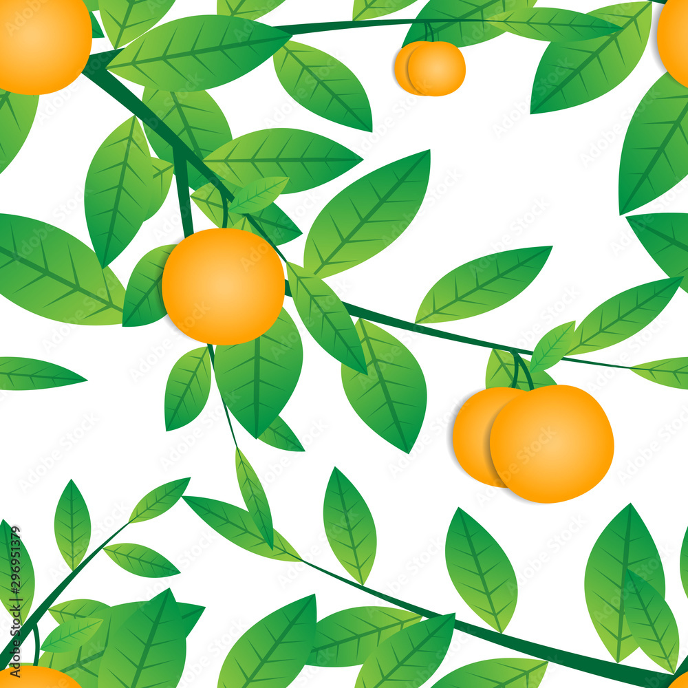 seamless pattern with an orange fruit tree design. against a white background. seamless pattern with an orange fruit tree design. against a white background.