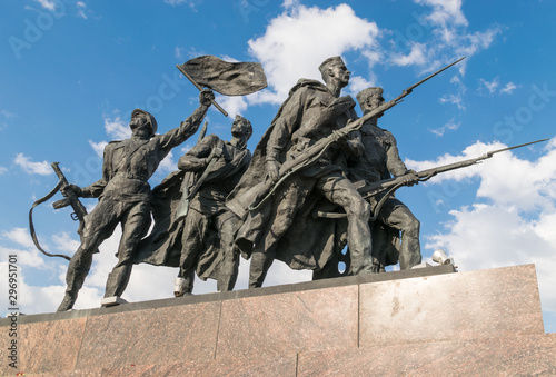 Monument "Heroic defenders of Leningrad" on Victory Square in Saint Petersburg