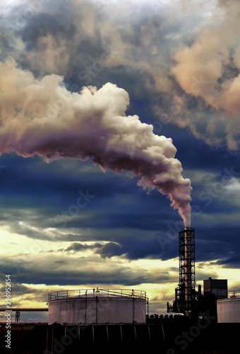 smoke coming out of factory chimney pollution climate change, global warming