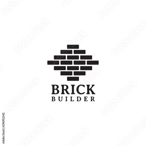 Brick builder company logo design vector template