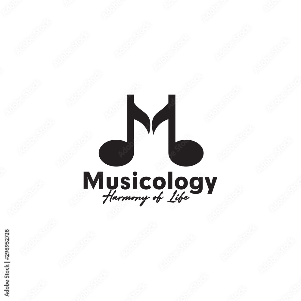 Music note logo design vector template