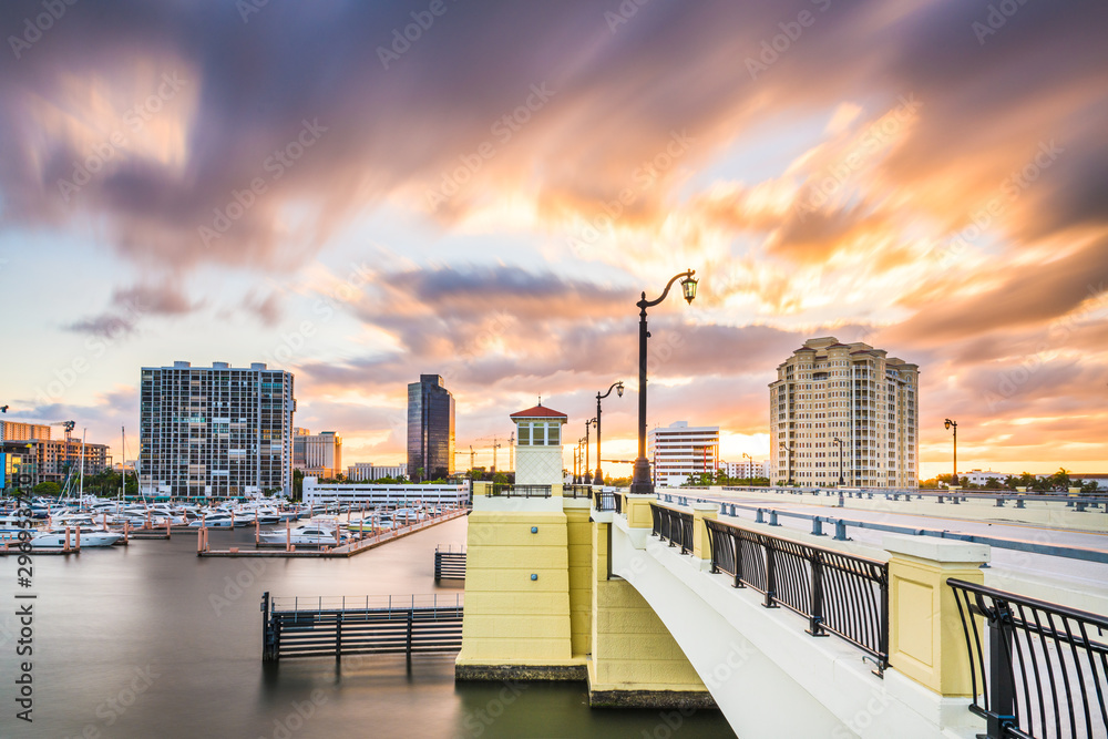West Palm Beach, Florida, USA skyline on the Intracoastal Waterway