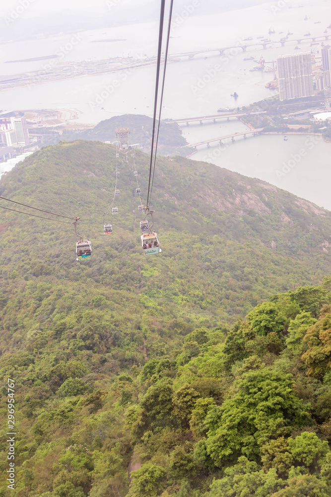 Landscapes of Nong Ping Cable Car with the mountain Landscapes of Nong Ping Cable Car with the mountain