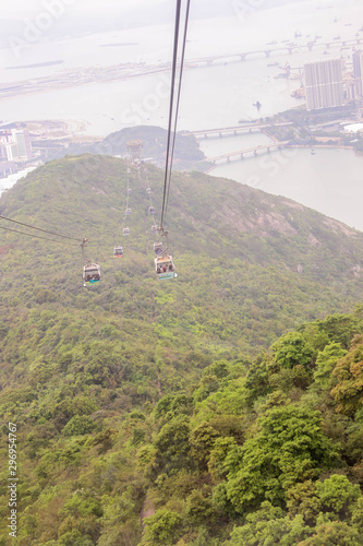 Photography Landscapes of Nong Ping Cable Car with the mountain