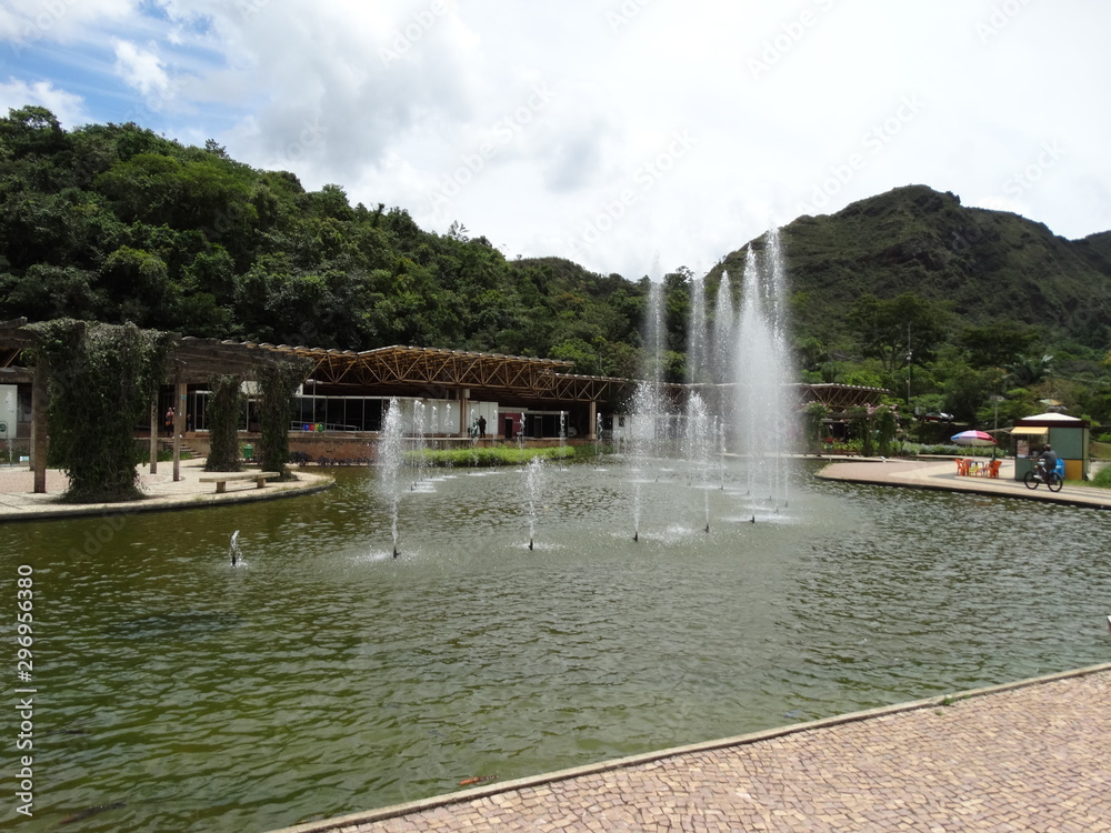 square and lake with jets in the park of mangabeiras - Belo Horizonte -MG - Brazil