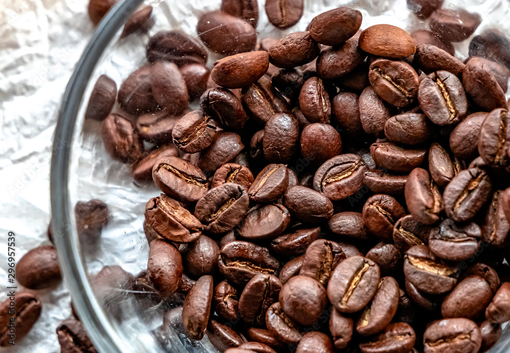 Roasted coffee beans on white background Roasted coffee beans on white background