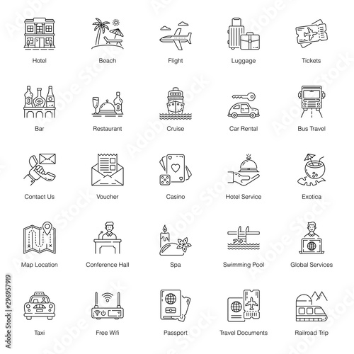 Summer Vacation Line Icons Pack 