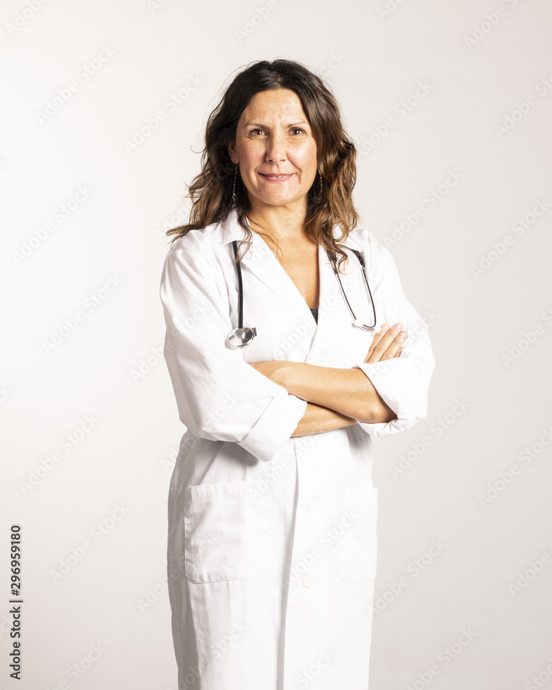 Female doctor with white coat Female doctor with white coat